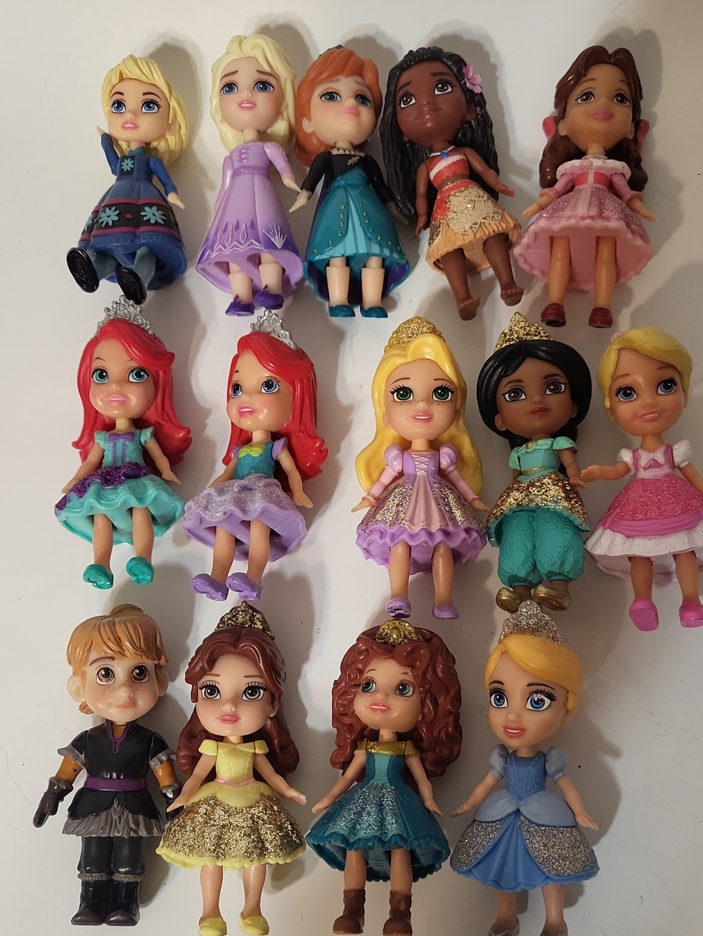 Disney Princess Mini Toddler Dolls Lot of 14 - Glitter Gowns 3" Figures